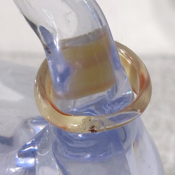 Vintage Art Glass Handmade Cream Orange Band Ring - Picture 4 of 11